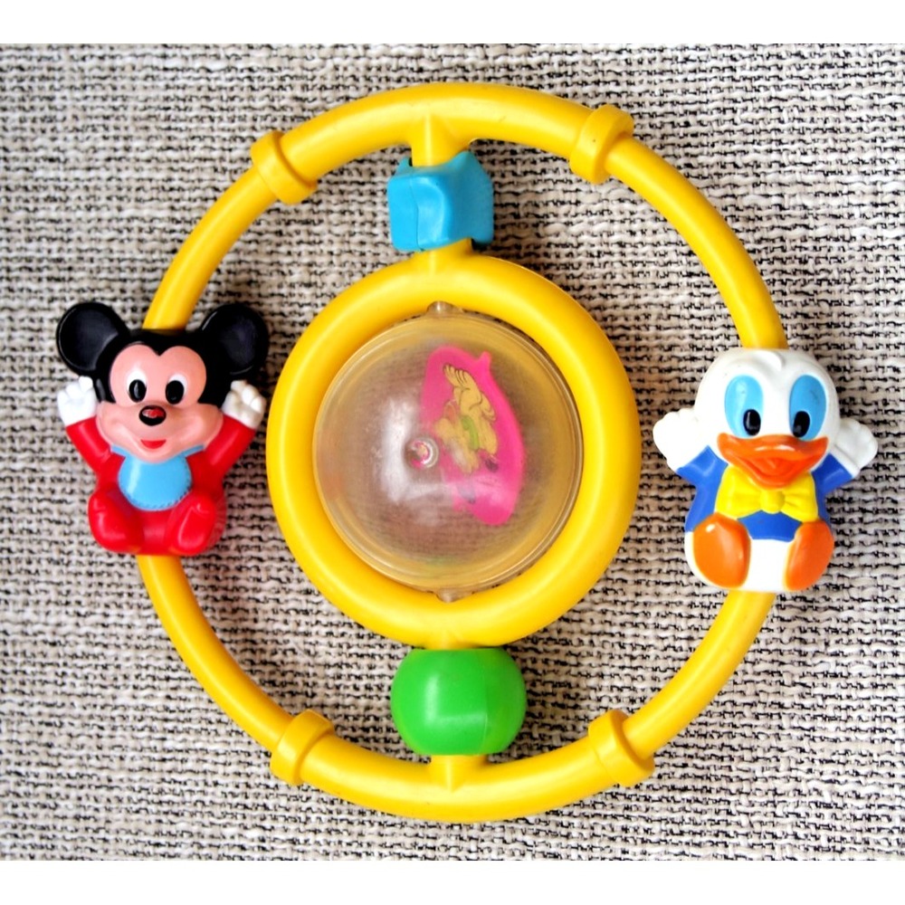 VTG Disney Babies Spin Rattle Activity Toy Mickey Mouse Donald Duck Pluto‎ 80s